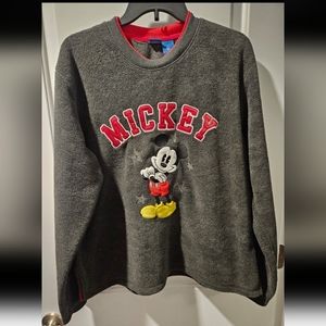 Vintage Dark Grey Disney Mickey Mouse Fleece Sweatshirt- Size XL